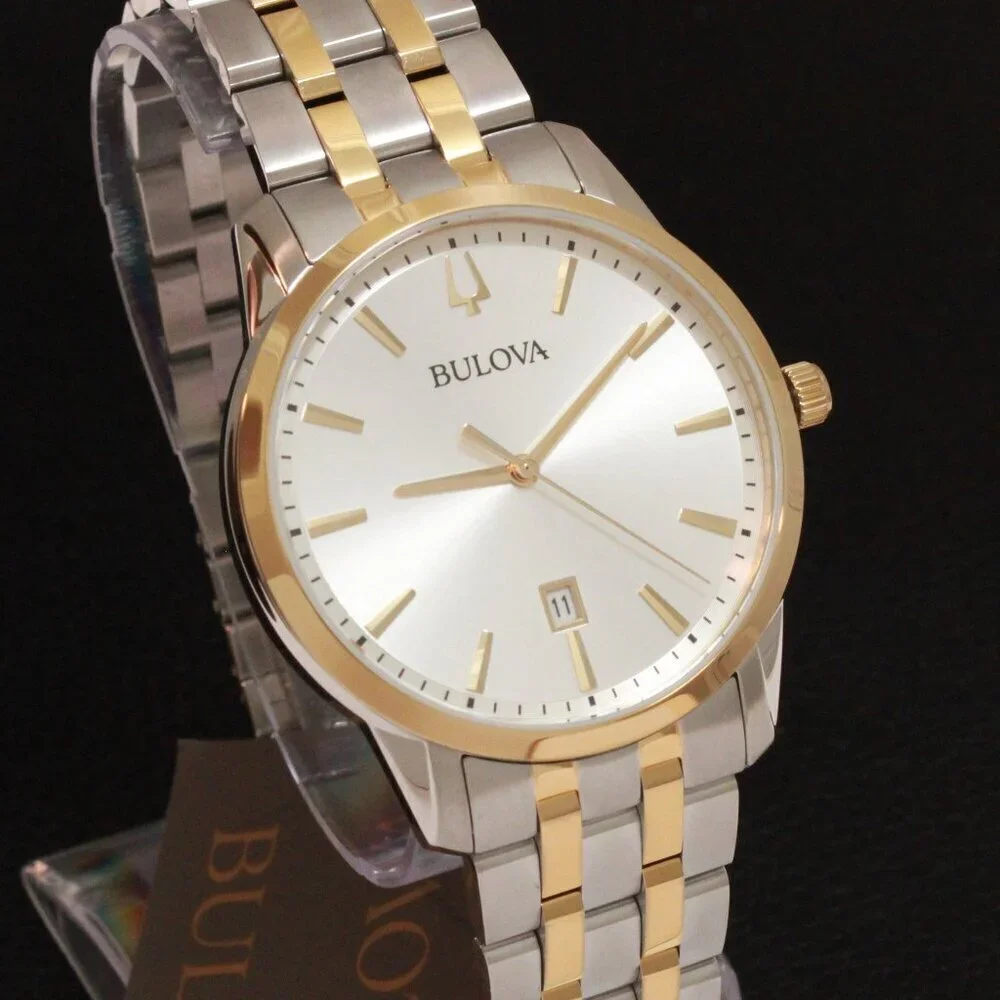 Bulova Men's Sutton Watch Two Tone Silver Dial 40mm